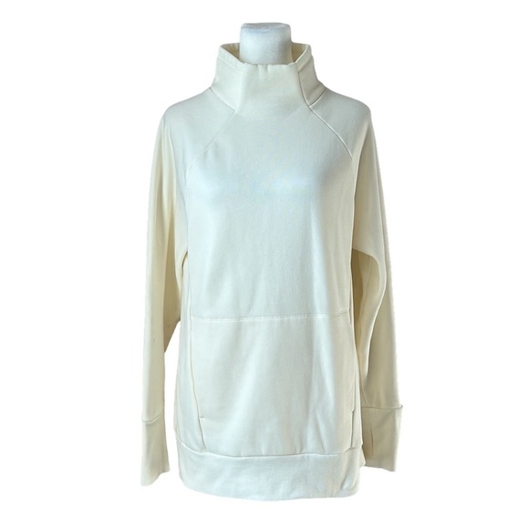 Fabletics Zaylee Funnel Neck Fleece Tunic Long Sleeve Sweatshirt Cream Medium - Picture 1 of 11